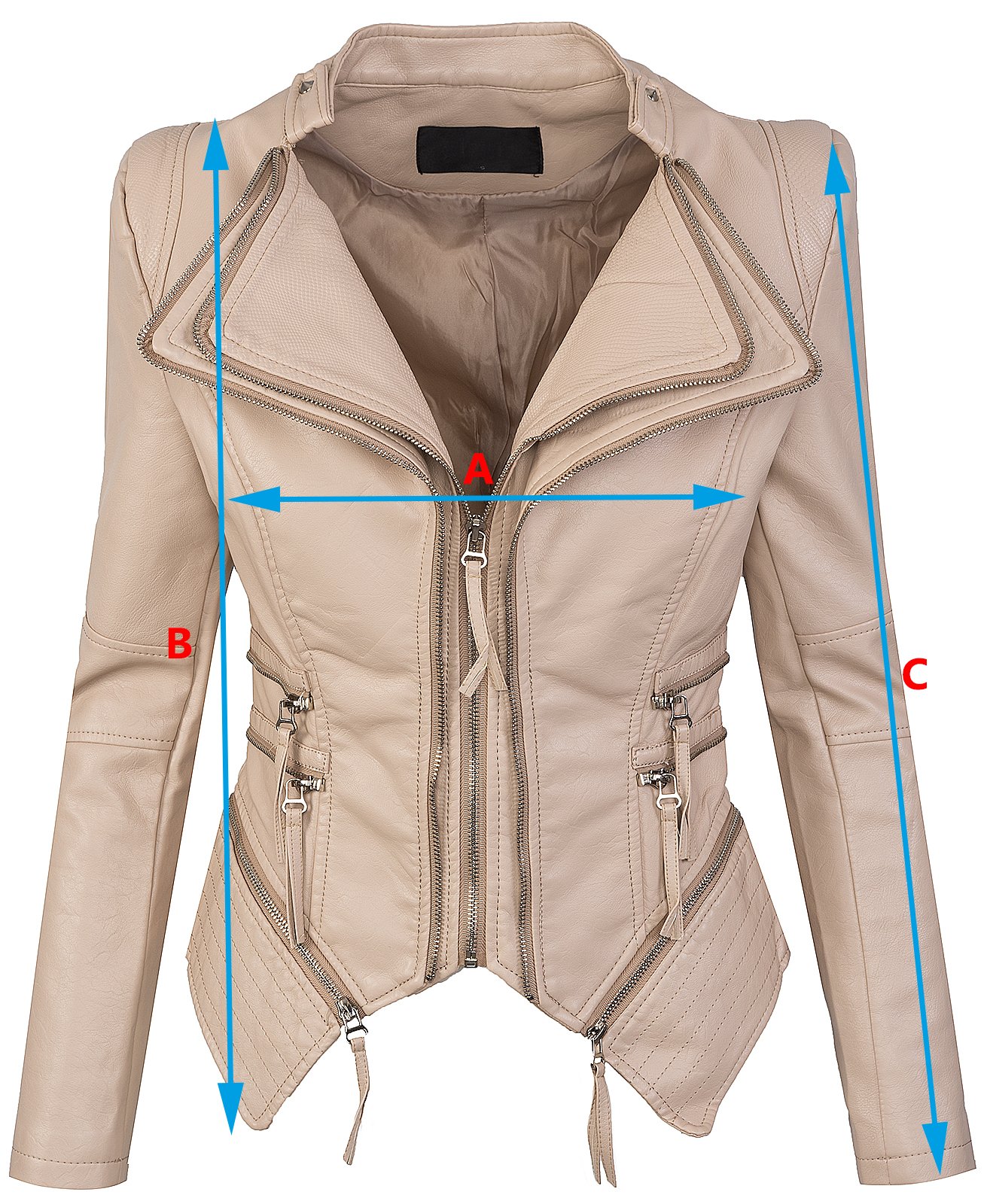 Damen Kunstleder Jacke Übergangs Jacke Leder Optik Bikerjacke D-166