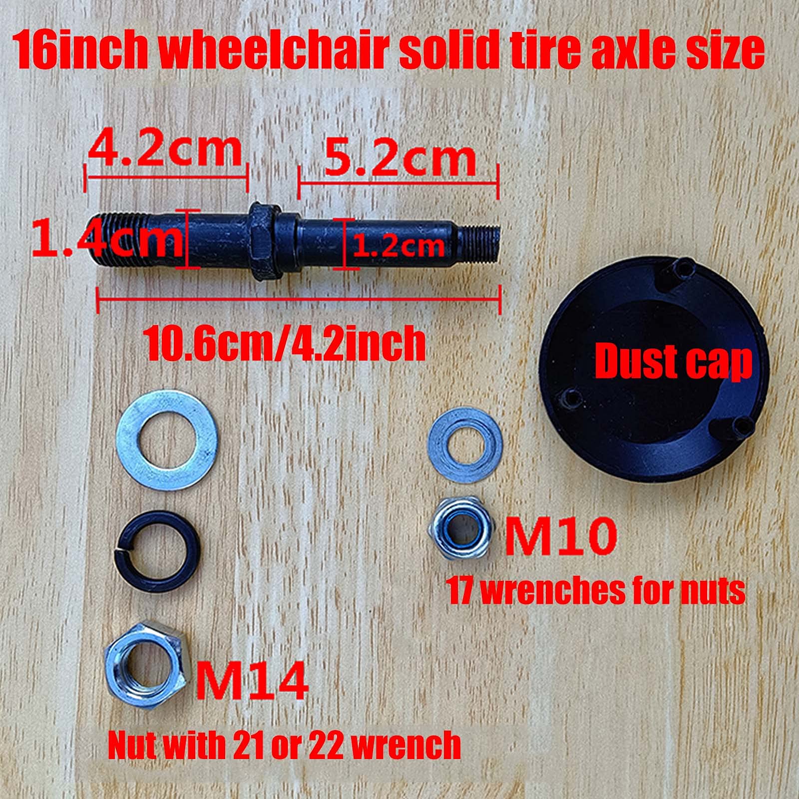 Reemplazo de Rueda Trasera Sólida de 16 Pulgadas, 2 Piezas de Repuesto de Rueda Trasera Antideslizante Antidesgaste para Rueda de Silla de Ruedas con Cojinete de 1,4 cm
