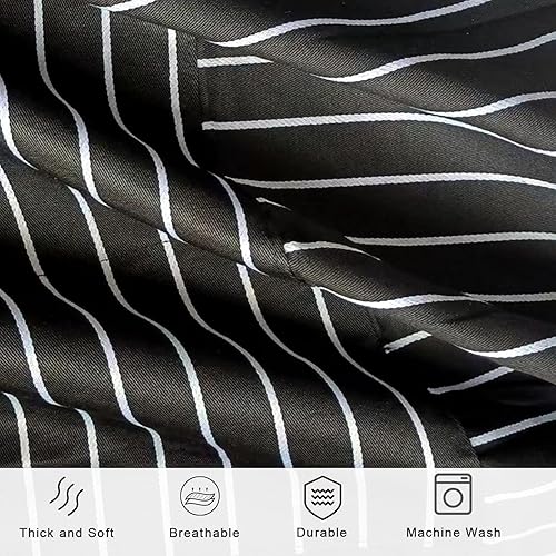 Miniatura 5 de DILLMAN Delantales de cocina ajustables para hombres y mujeres, delantal suave a rayas de chef con 2 bolsillos