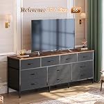 Huuger 63 Inch Dresser for Bedroom, Long Dresser with 10 Fabric Drawers, TV Stand for 55, 65, 70 Inch TV, Toy Storage Organizer for Closet, Rustic Brown and Black