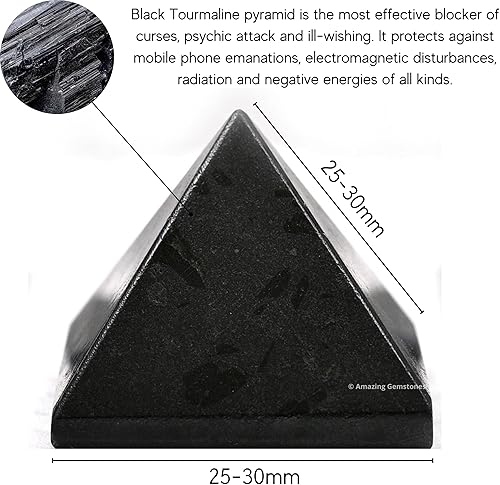 Miniatura 2 de Black Tourmaline Pyramid Crystal Healing Stones - 1" Great Pyramid Figurine of Natural Stone Pyramid for Meditation, Reiki, Chakra Balancing and