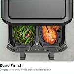 Friteuse à air TurboFry 9-Qt. à double panier Chefman avec finition synchronisée, contrôle numérique à une touche, et rappel de secouer pour des repas familiaux rapides et sains, Noir