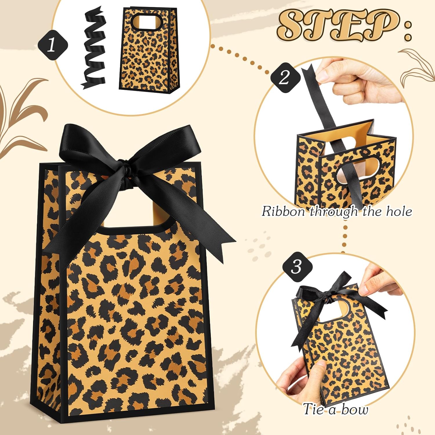 Kolldenn 30 Pcs Thank You Gift Bags with Handles 10.2 x 7.1 x 3.2 Inch Elegant Party Favor Bags with Ribbon Bow for Wedding Bridal Birthday Bridesmaid Holiday Party Supplies(Brown Black) - Image 3