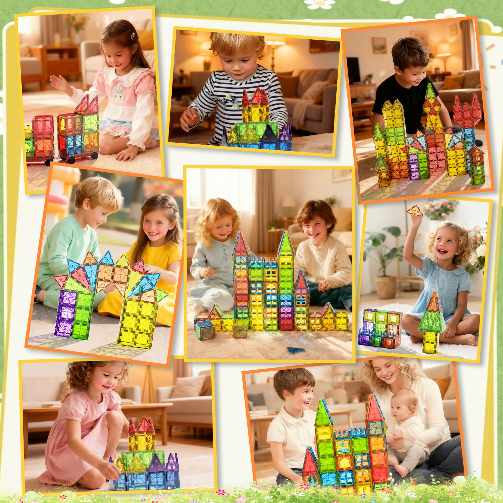 102PCS Bloques Construccion Magneticas Niños con 2 Coches Juguetes Regalo Niños Niñas 3 4 5 6 7 8+ Años Magnetic Tiles Blocks Creativo Educativos Juegos para Cumpleaños Navidad Nuevo Reyes Magos