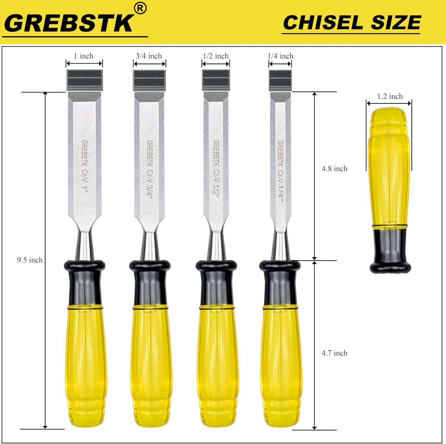 GREBSTK 8pcs Wood Chisel Set