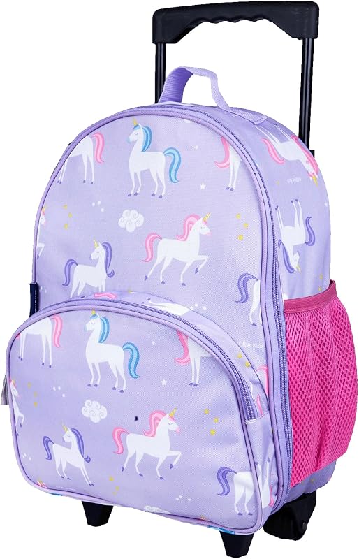 Equipaje con ruedas para niños de 16 pulgadas para niños y niñas – valija de mano ligera con asa telescópica y ruedas rodantes para la escuela, viajes y viajes nocturnos (unicornio)