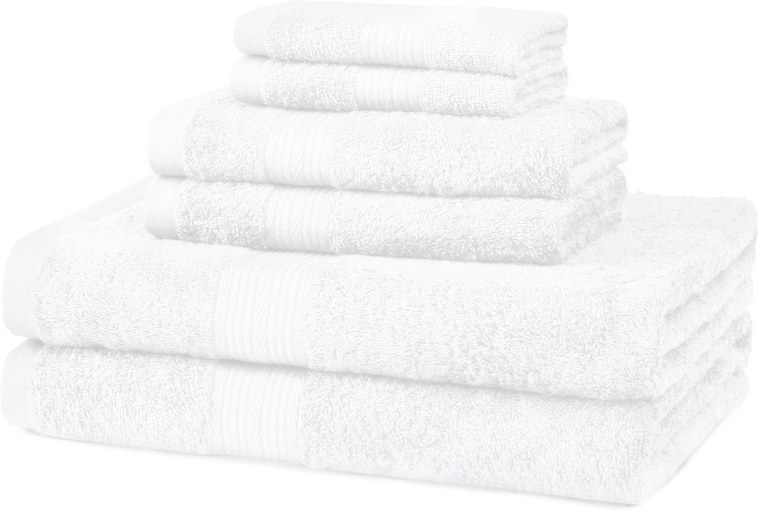 Amazon Basics 6Piece Fade Resistant Bath, Hand and Washcloth Towel Set