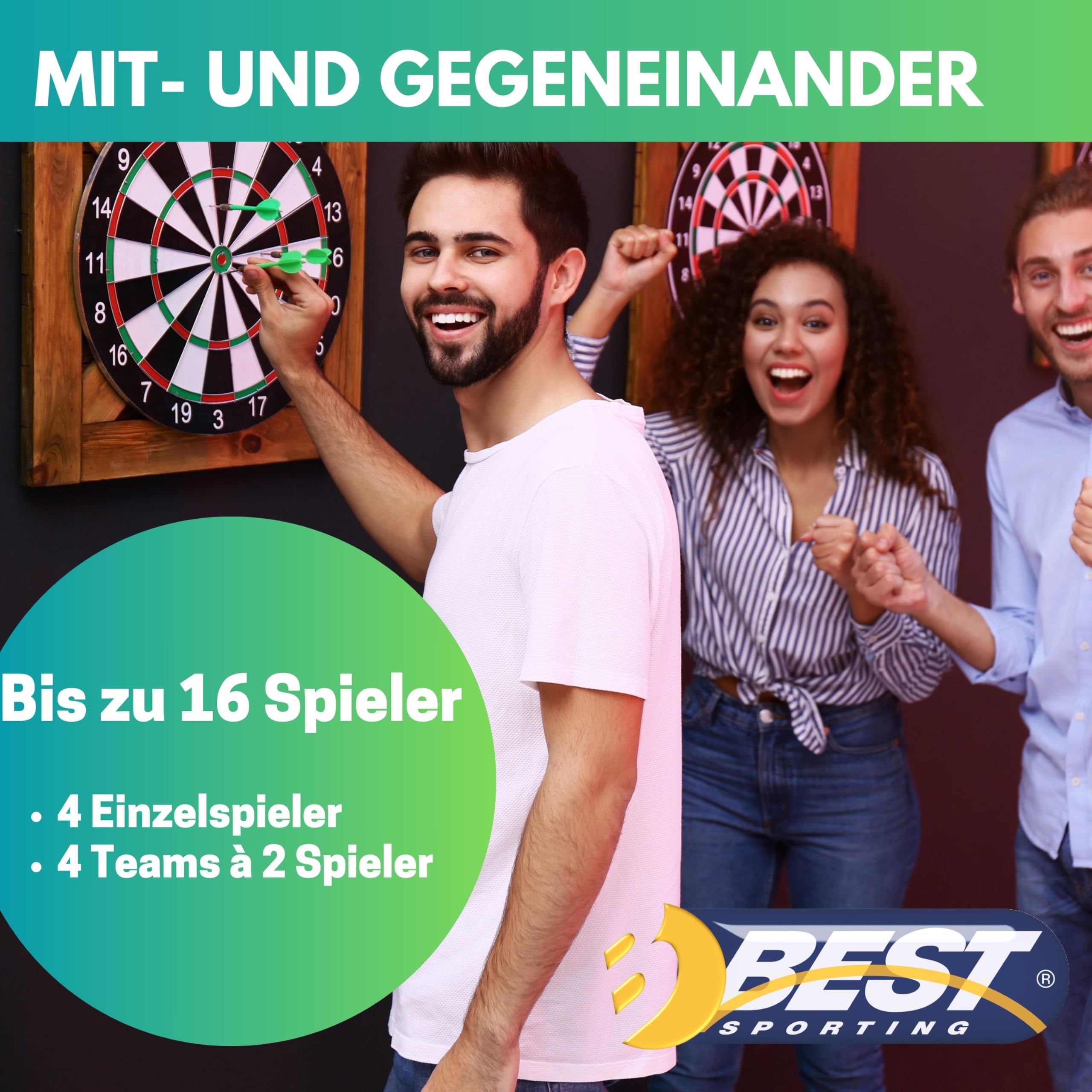 Best Sporting Dartscheibe elektronisch Coventry I Dartscheibe elektronisch mit LED-Anzeigen I E-Dartscheibe mit 12 Dartpfeilen & Ersatzspitzen I hochwertiger Dartautomat für 16 Spieler