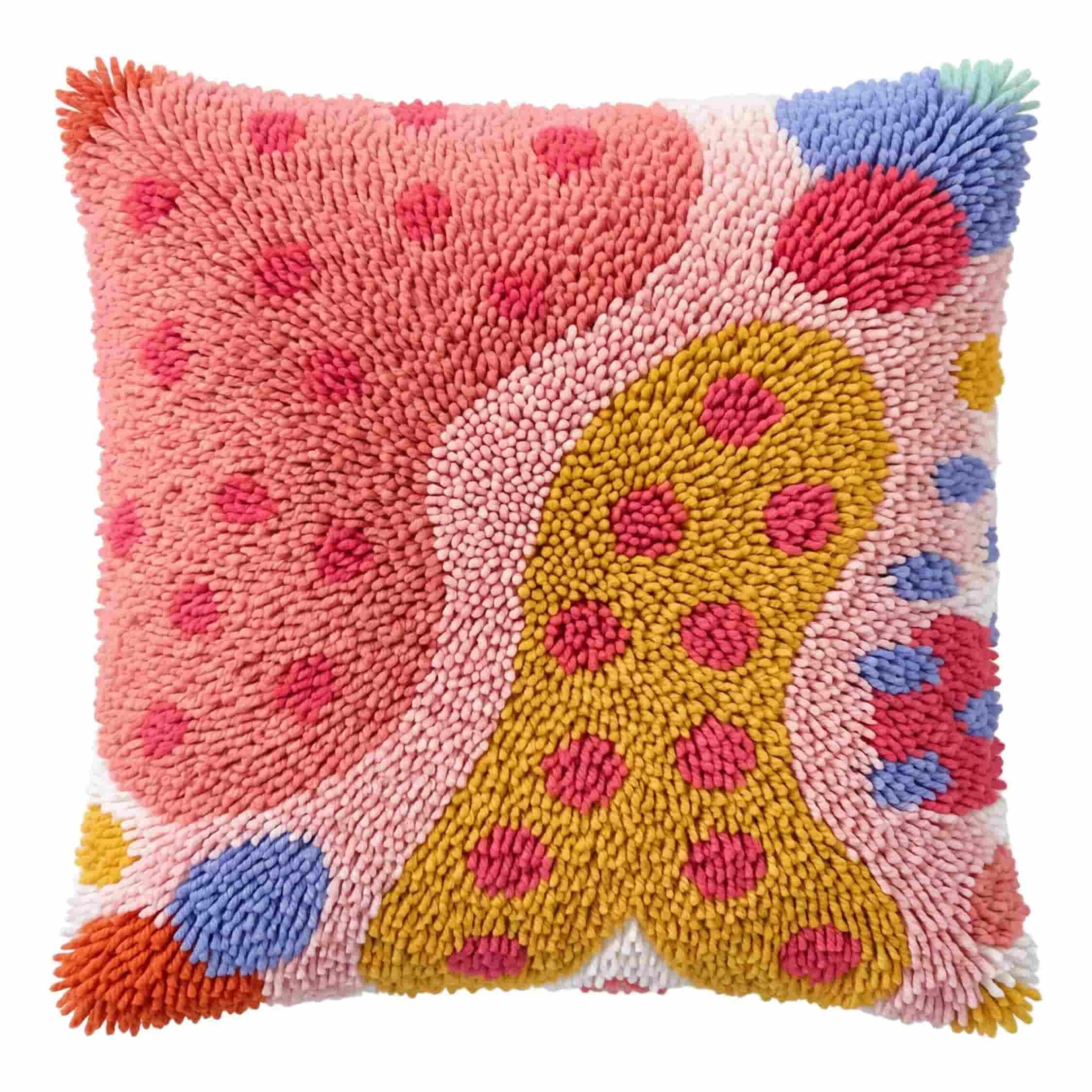 AxiangziK Latch Hook Cushion Kit,Rainbow DIY Throw Pillow Cover 43X43Cm