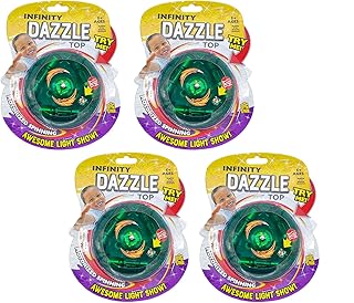 Infinity Dazzletop Party Pack! 4 Pack! Batteries Included, LED Light Show! Motorized Spinning, Easy Turn on and Off! Fun for All Ages!
