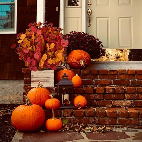 Miniatura 6 de TGANNYOCR 12 tallos de eucalipto artificiales, ramas de eucalipto sintético, tallos de vegetación artificial para decoración de centros de mesa del