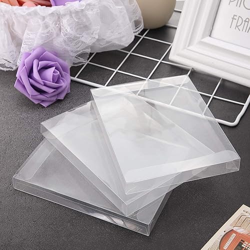 Miniatura 6 de 100 paquetes de cajas de cristal de plástico transparente para tarjetas de felicitación, fundas de almacenamiento de fotos, diseño plegable suave