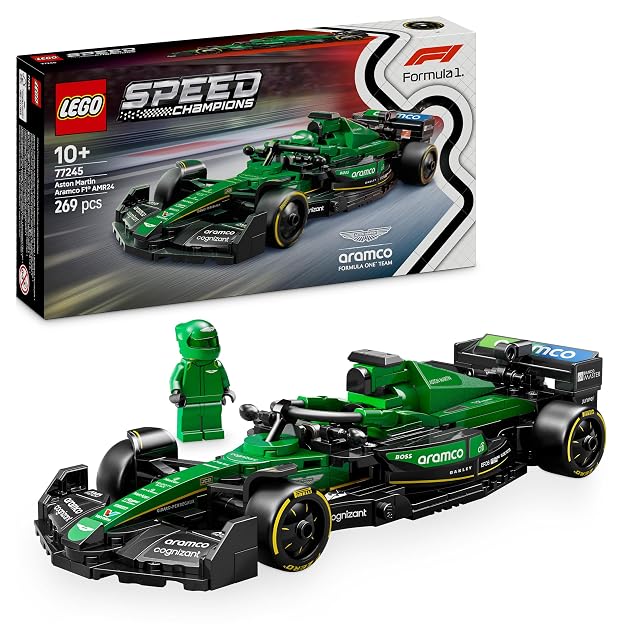 LEGO Speed Champions Coche de Carreras Aston Martin Aramco F1 AMR24 de Juguete, Maqueta de Vehículo de Fórmula 1 con Minifigura de Piloto, Regalo para Niños y Niñas de 10 Años o Más 77245