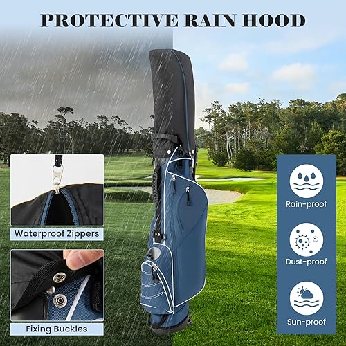 Vista 6 de Tangkula Bolsa de golf ligera y organizada, bolsa de hombro fácil de transportar con separadores de 4 vías y 4 bolsillos para almacenamiento