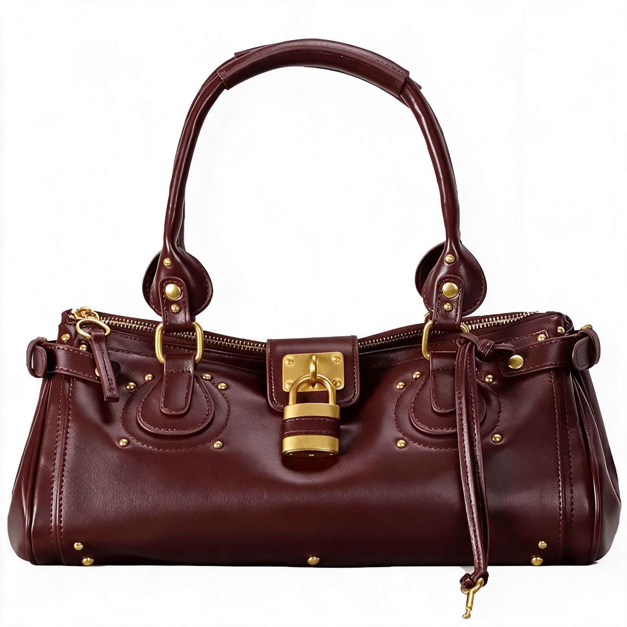 louceko Y2K East West Bag, Studded Handbag Underarm Shoulder Purse