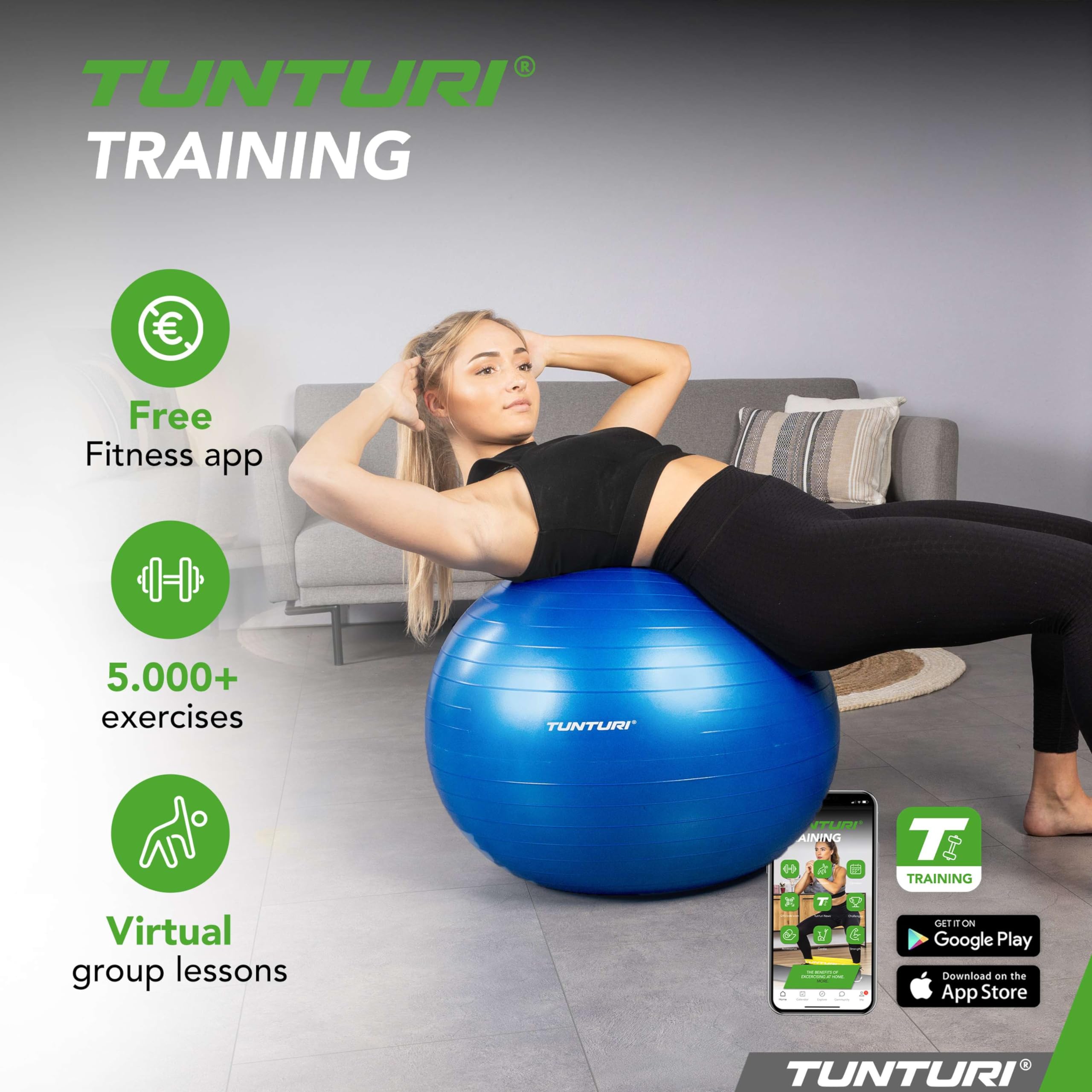TUNTURI Gym Ball 65CM(Blue) 4