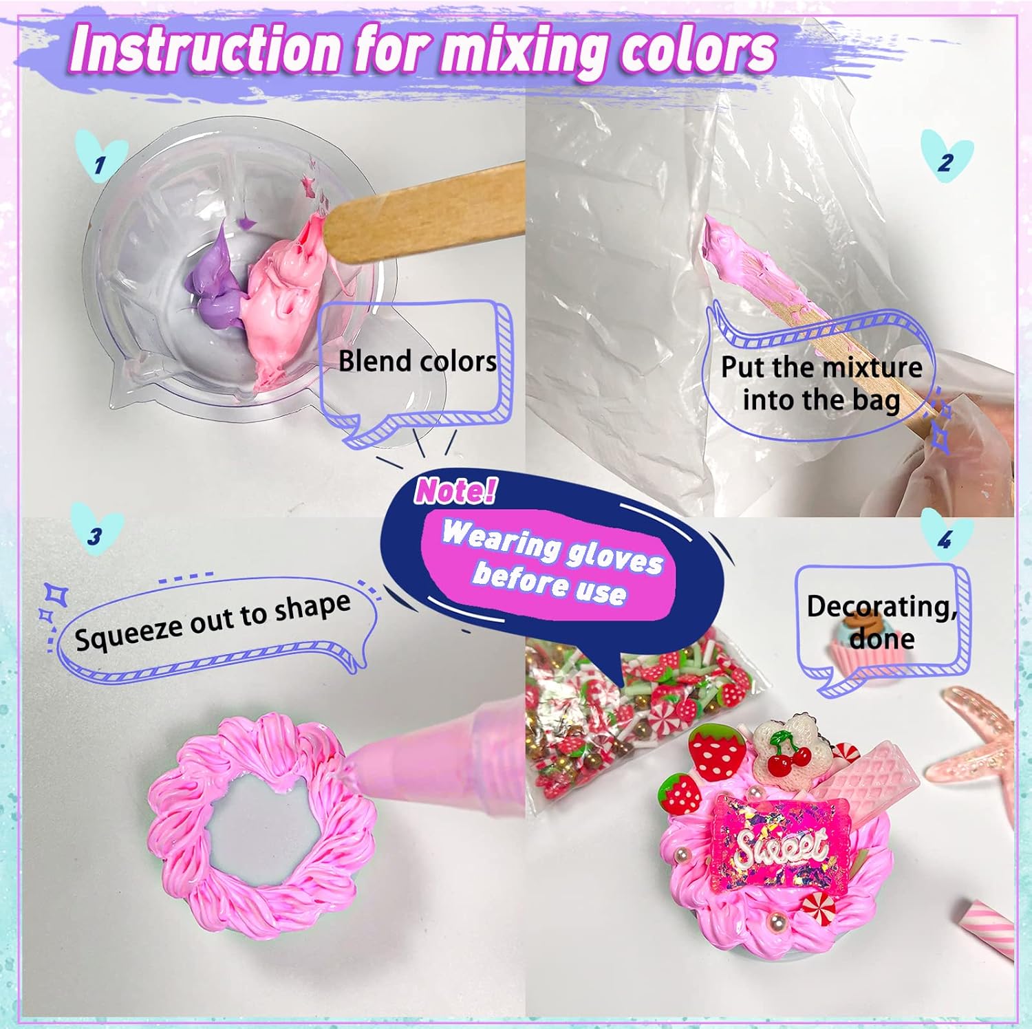FUNSHOWCASE Decoden Whipped Cream Phone Case DIY Epoxy Resin Casting Kits Pack of 36