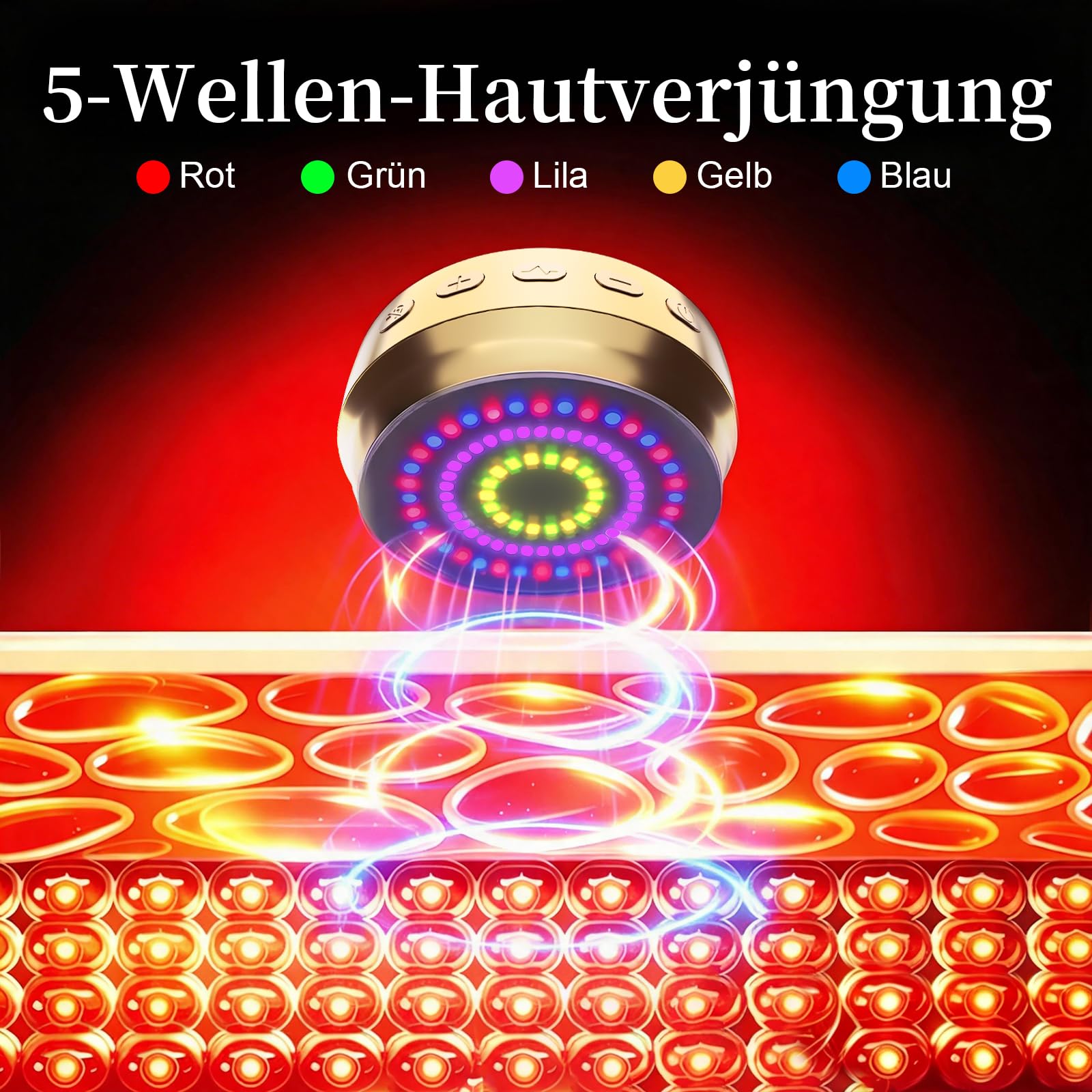 Ms.W EMS-Massagegürtel, Bauchmuskelstimulator und Muskelaufbau-Trainer mit 4 Modi, Mehreren Intensitätsstufen, Wärmekompresse und Farblicht, für Männer und Frauen