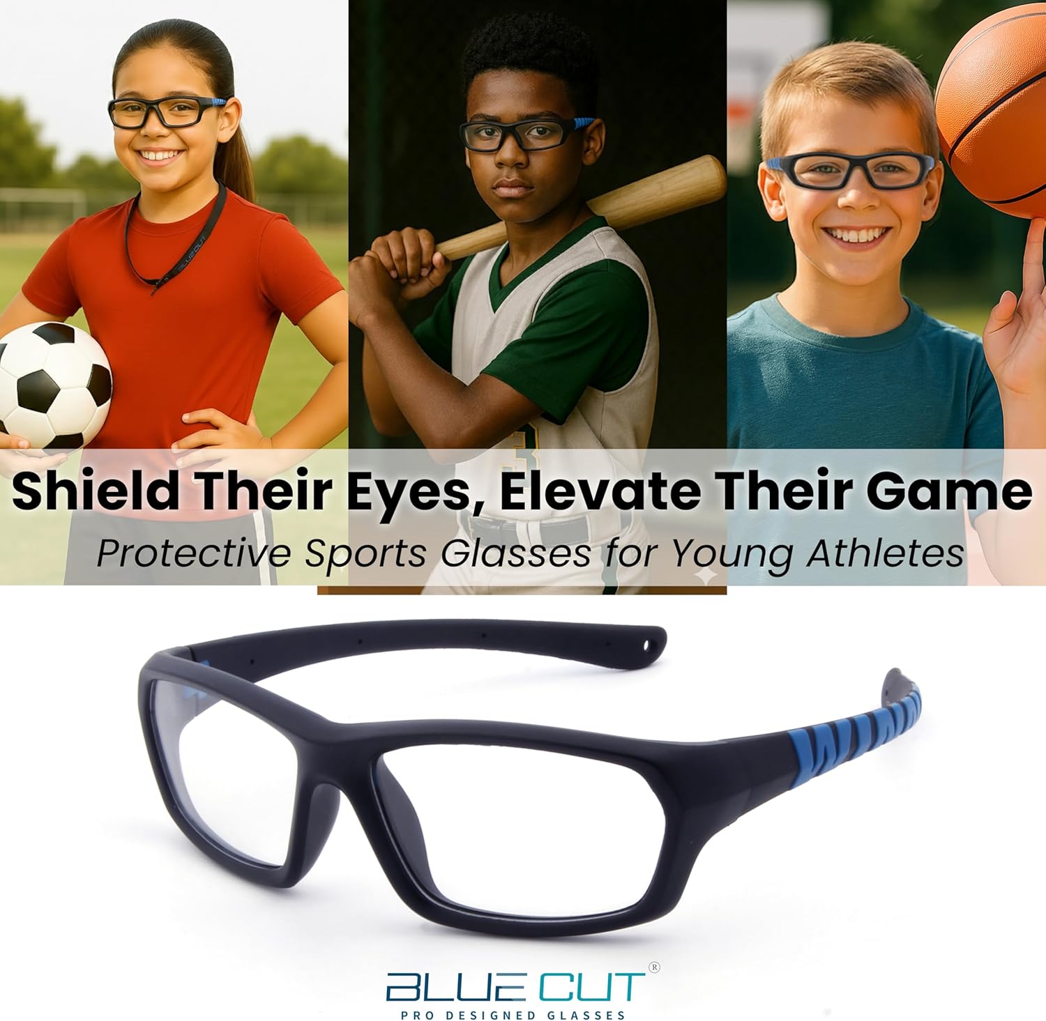 BLUE CUT Sports Protection Goggles, Anti-Fog Lenses Safety Glasses for Basketball, Pickleball and All Outdoor Sports