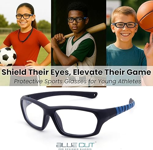 Miniatura 10 de BLUE CUT Gafas de protección deportiva, lentes antiniebla, gafas de seguridad para baloncesto, pickleball y todos los deportes al aire libre Azul