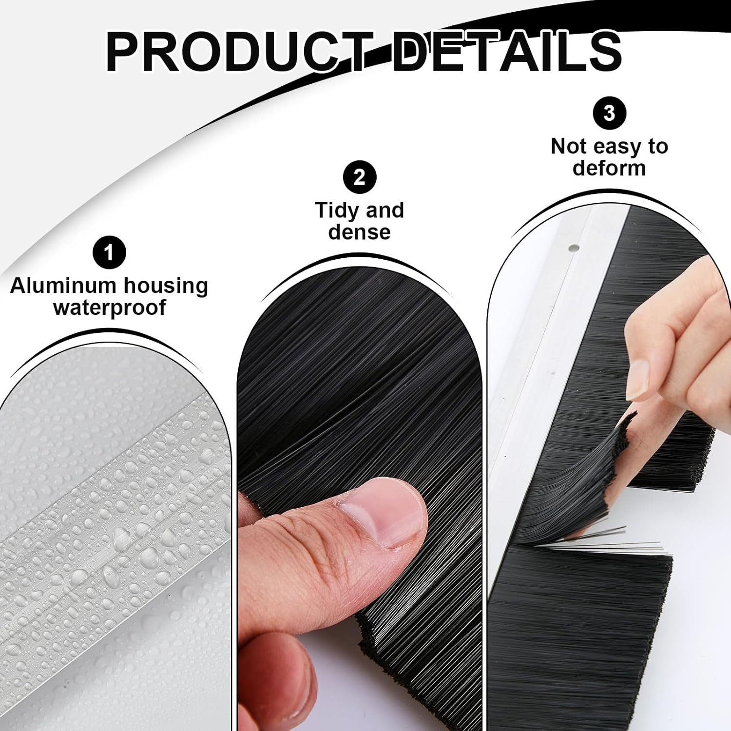 Lounsweer 2 Pcs 2.5 x 39.3 Inch Brush Door Sweep PP Hair Aluminum Door Sweep Bottom for Exterior Home Garage Alloy Brush for Exterior and Interior Sealing Gaps Keeps Out Cold Air, Dust