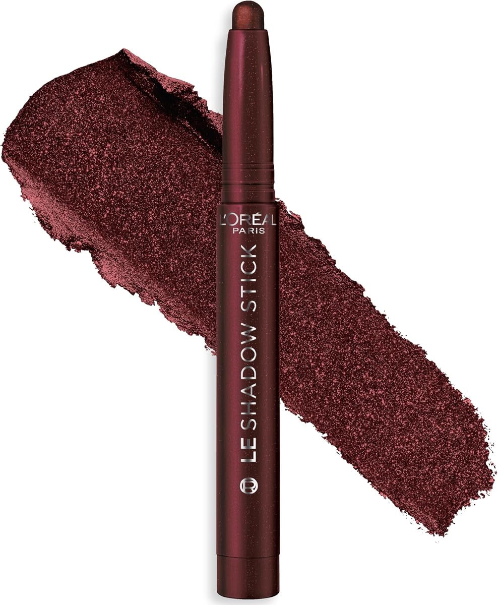 L'Oreal Paris Makeup Le Shadow Stick Sombra de ojos, mezclable, resistente a las manchas, sombra de ojos en crema ahumada, 125 Starry Bordeaux