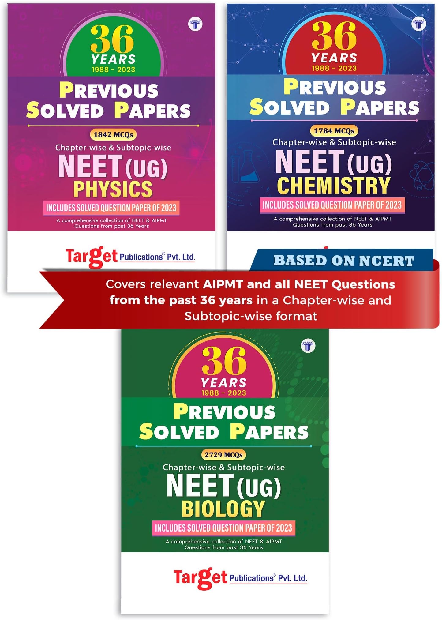 NEET Books 2024 | 36 Years NEET Previous Years Solved Question Papers with NEET PYQ Chapterwise & Topicwise Solutions to MCQs from AIPMT & NTA NEET UG Papers - Physics, Chemistry & Biology