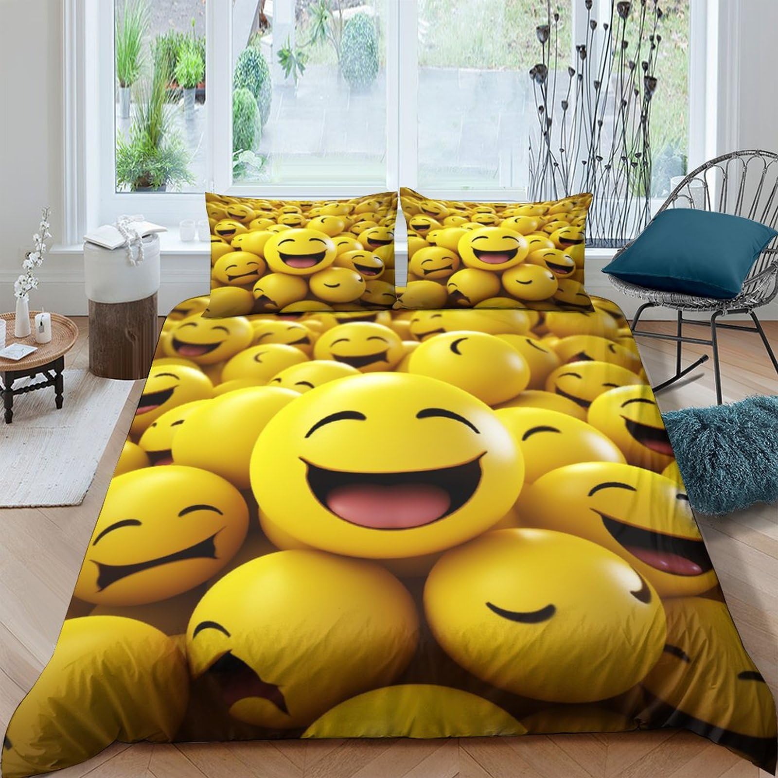 Housse de couette smiley ball douce et hypoallergénique pour le sommeil sensible des enfants