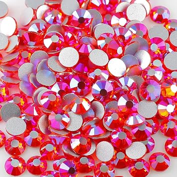 Orange Hyacinth AB Crystal Rhinestones Flat Back 5mm,1440 PCS SS20 Non Hotfix Rhinestones,Round Glass Gems Stone for DIY Crafts,Nail Art,Cups, Makeup