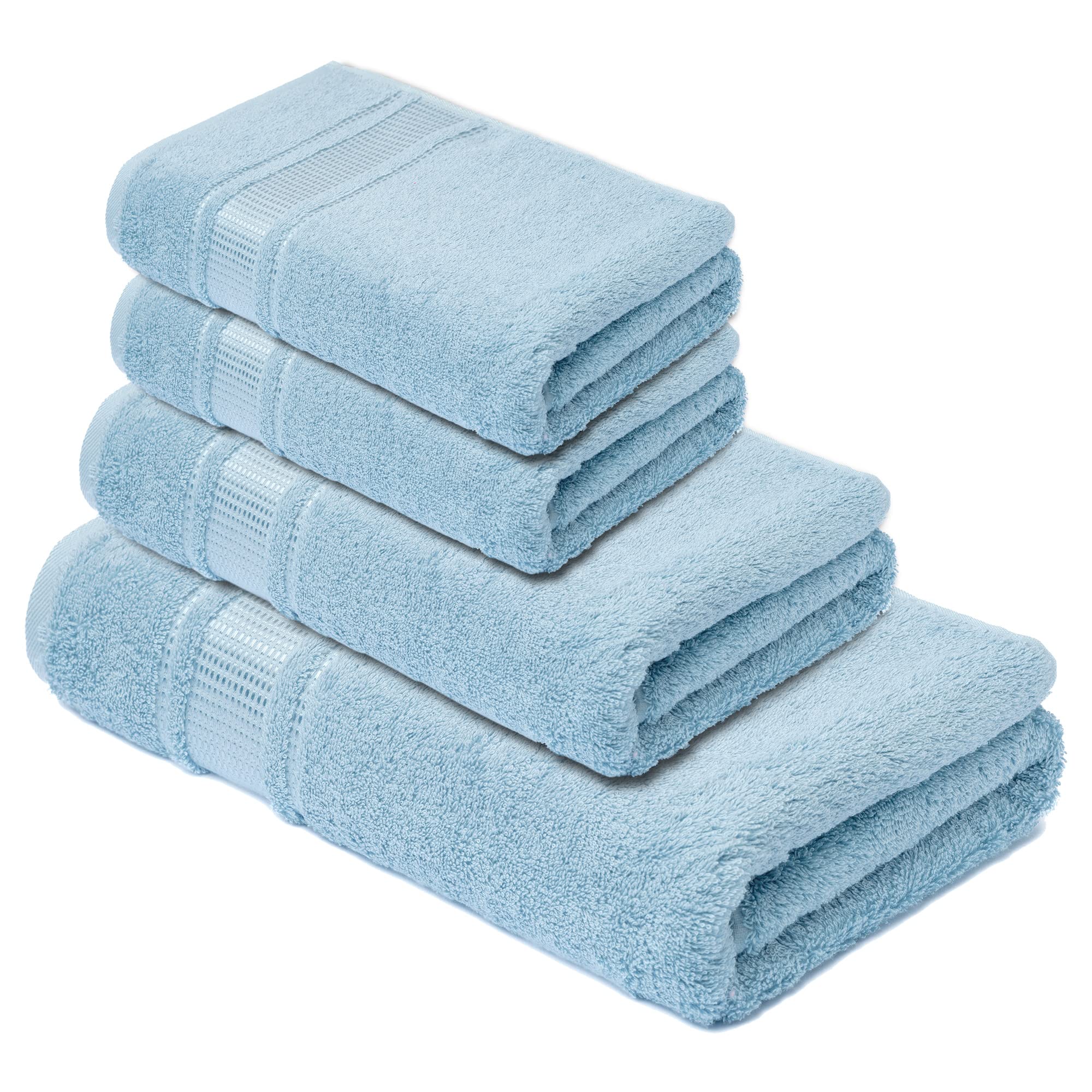 Melissa Linen, 4 Piece Towel Set, 1 Bath Towel 1 Hand Towel 2 Fingertip Towels, 100% Turkish Cotton Towels for Bathroom, Absorbent, Quick Dry, Durable