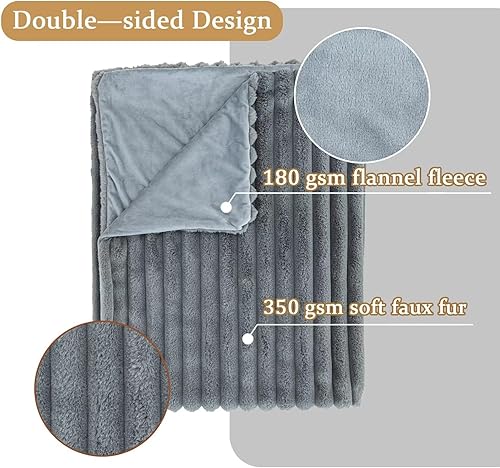 Miniatura 3 de Manta de piel sintética gris para sofá, mullida, acogedora, suave, cálida, manta de invierno decorativa para sofá, silla, cama, sala de estar,