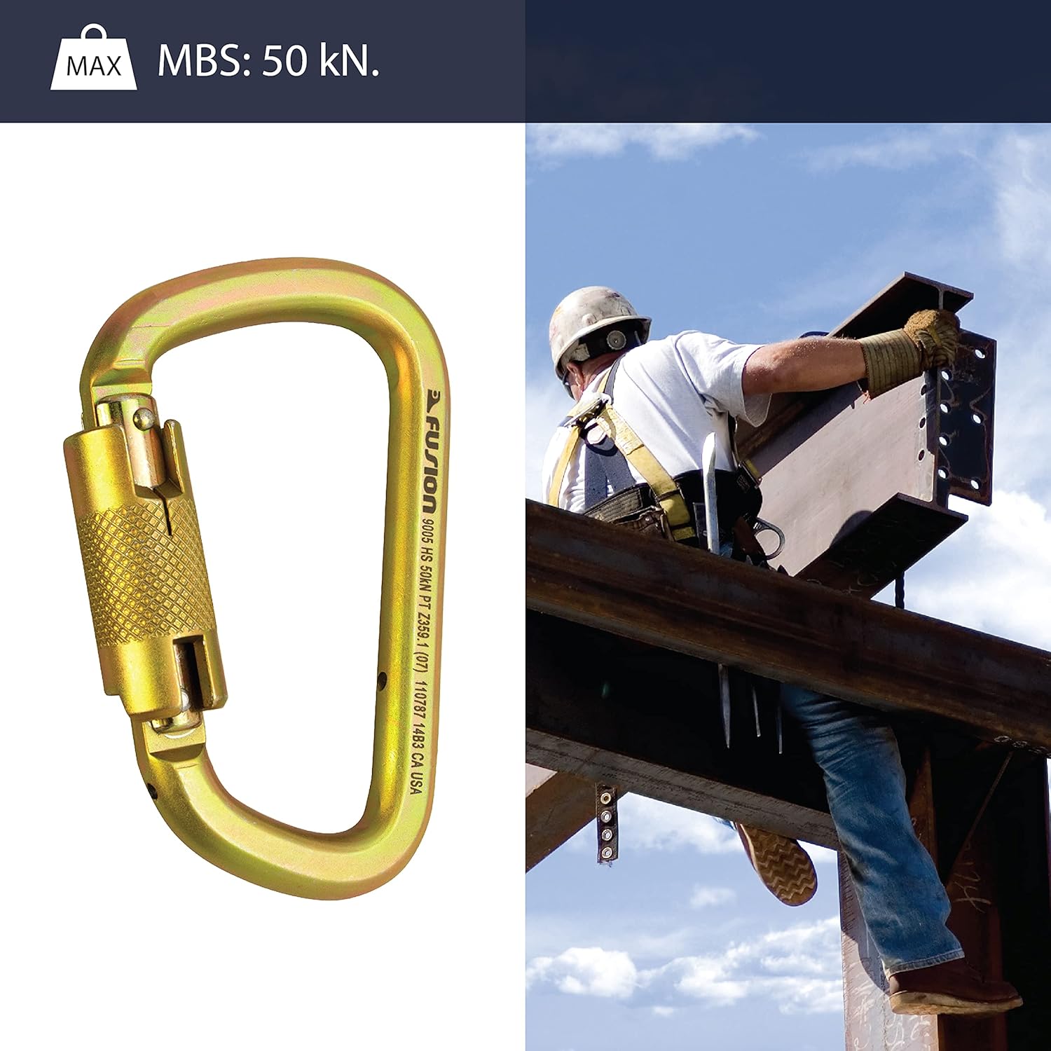 Fusion Climb Tacoma Steel Auto Lock with Key Nose Modified D-Shaped Carabiner 10-Pack : Sports & Outdoors
