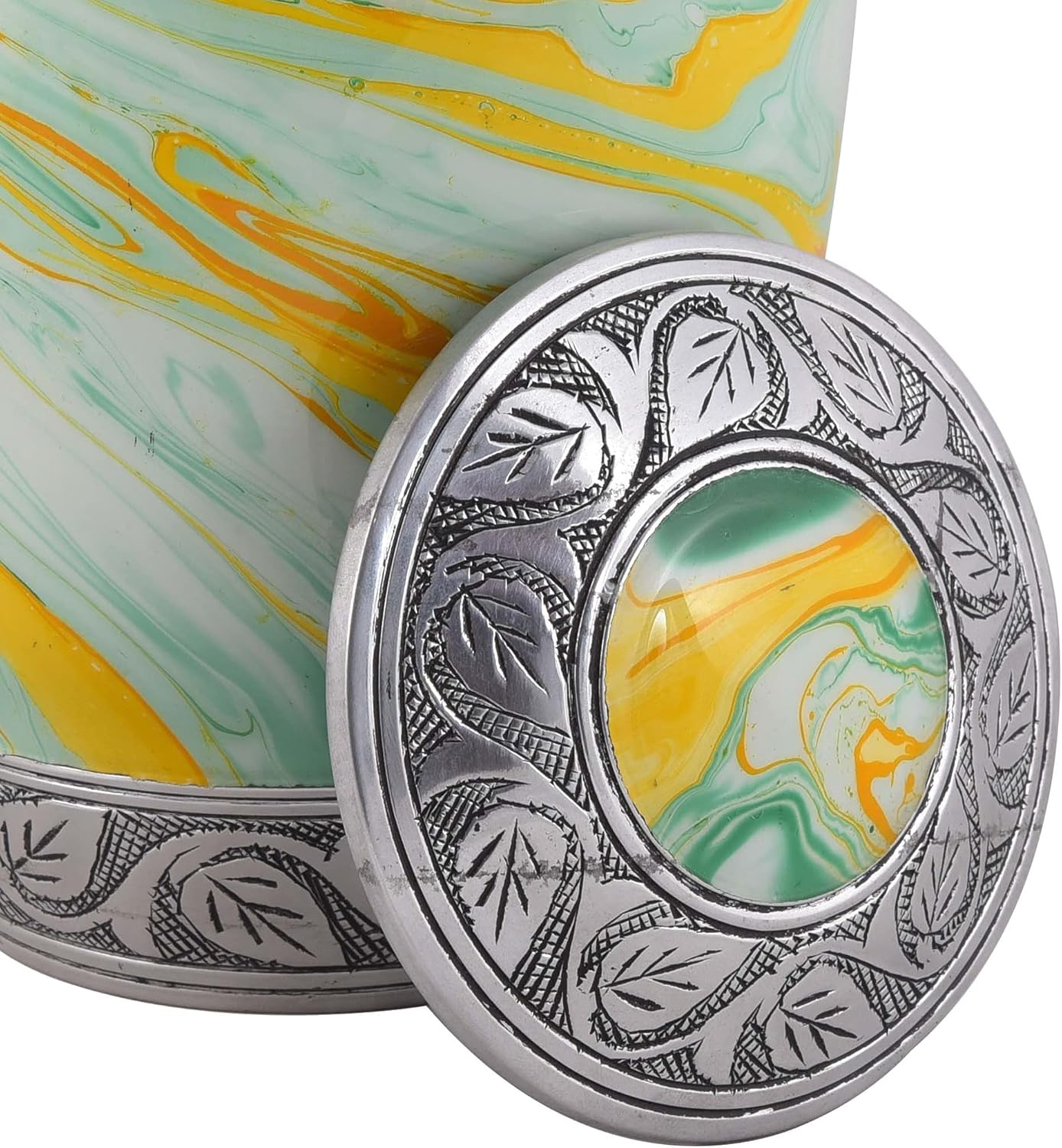 Aluminium Cremation Urn for Human Ashes - Adult Funeral Urn Handcrafted - Affordable Memorial Urn for Ashes - Bag Included (200 Cubic Inches, Waves)