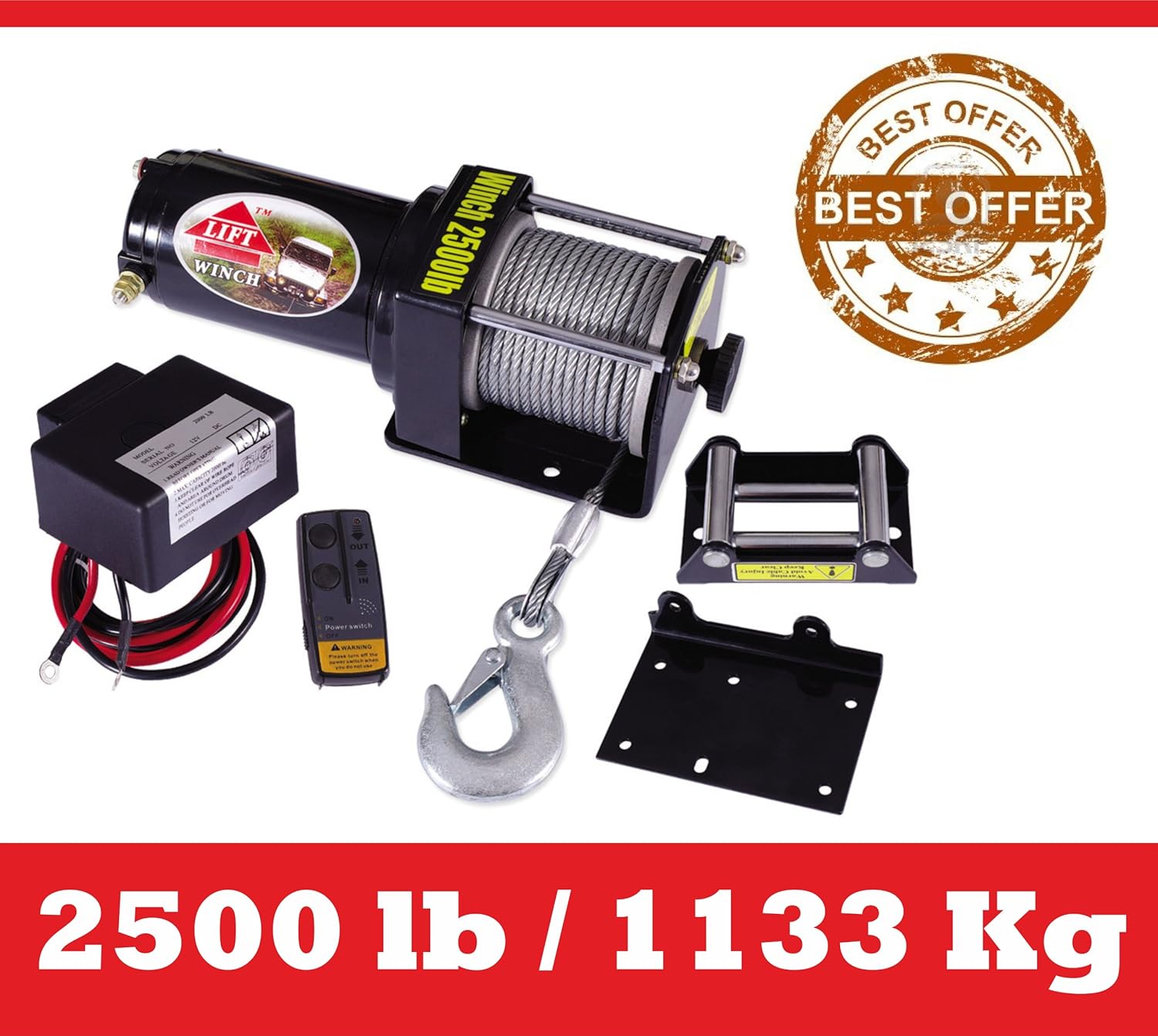 Elektrische Seilwinde ATV 12V 1133kg 2500 lbs Funkfernbedienung * ATV