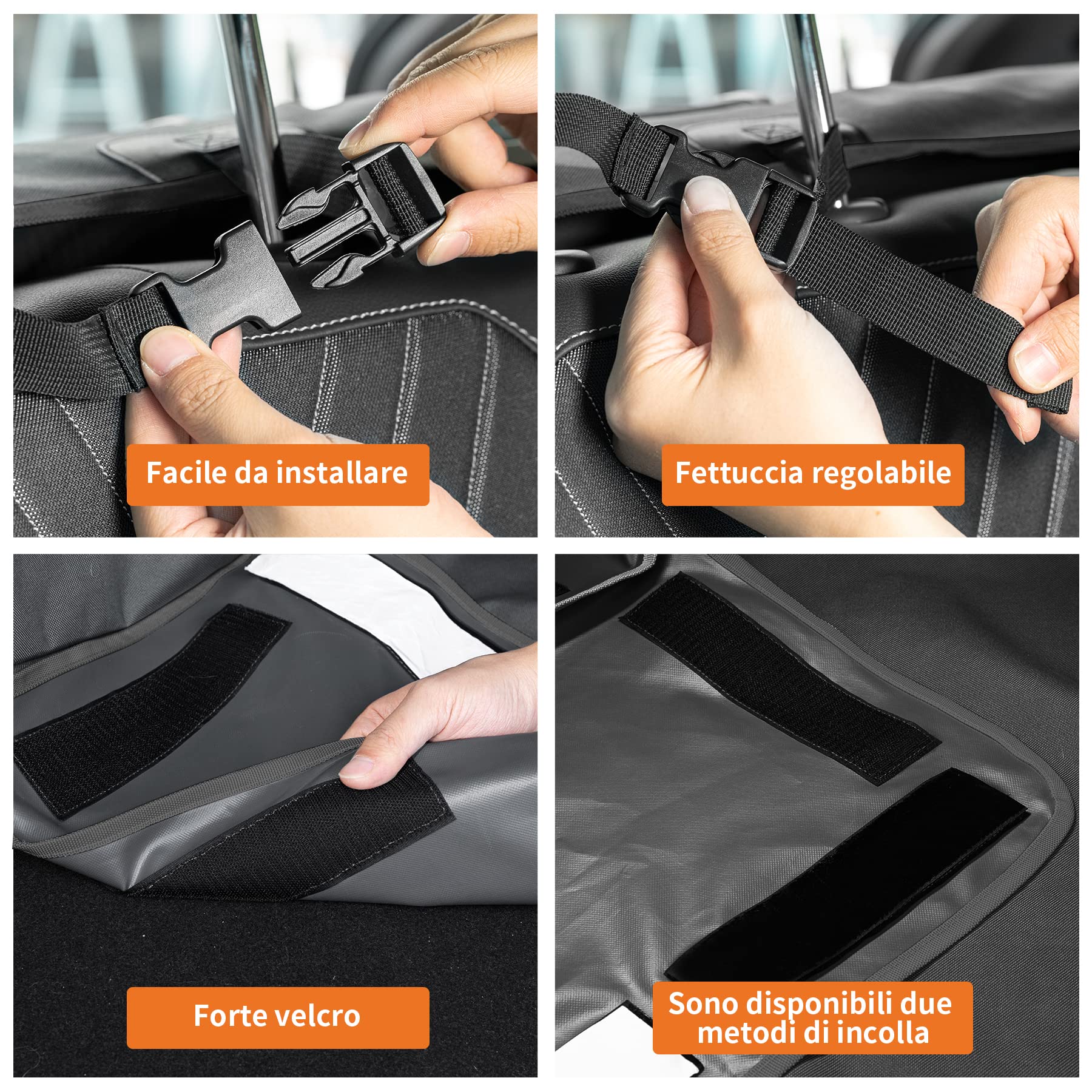 Toozey Telo Auto per Cani - 185 * 105 Coperta Universale Antiscivolo per Cani con Protezione Laterale e Paraurti, Impermeabile e Antivegetativa, Robusto Telo Auto per Cani, Nero - Bordo Nero