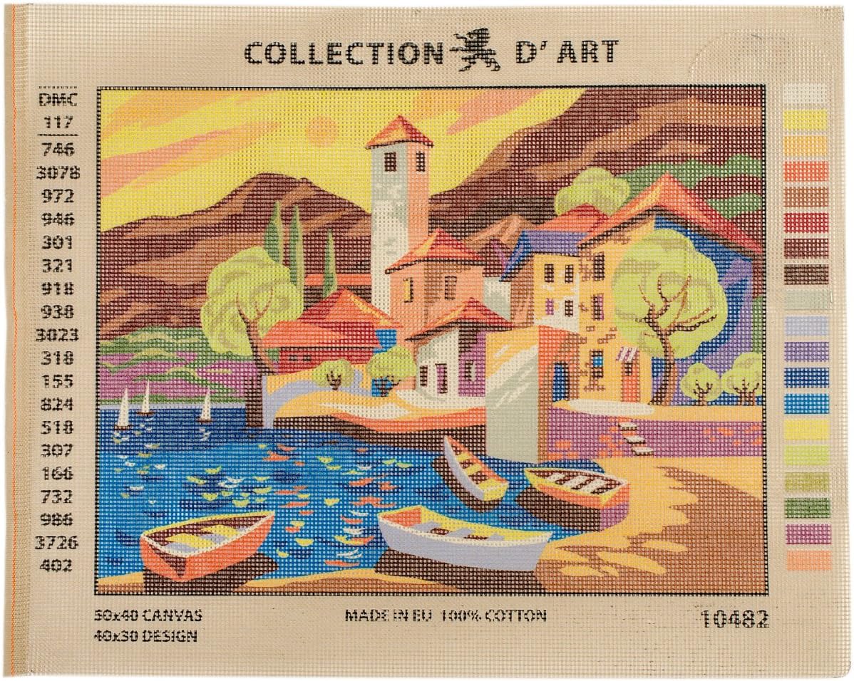 RTO "Port D'Art Needlepoint Printed Tapestry Canvas, 40 x 50cm