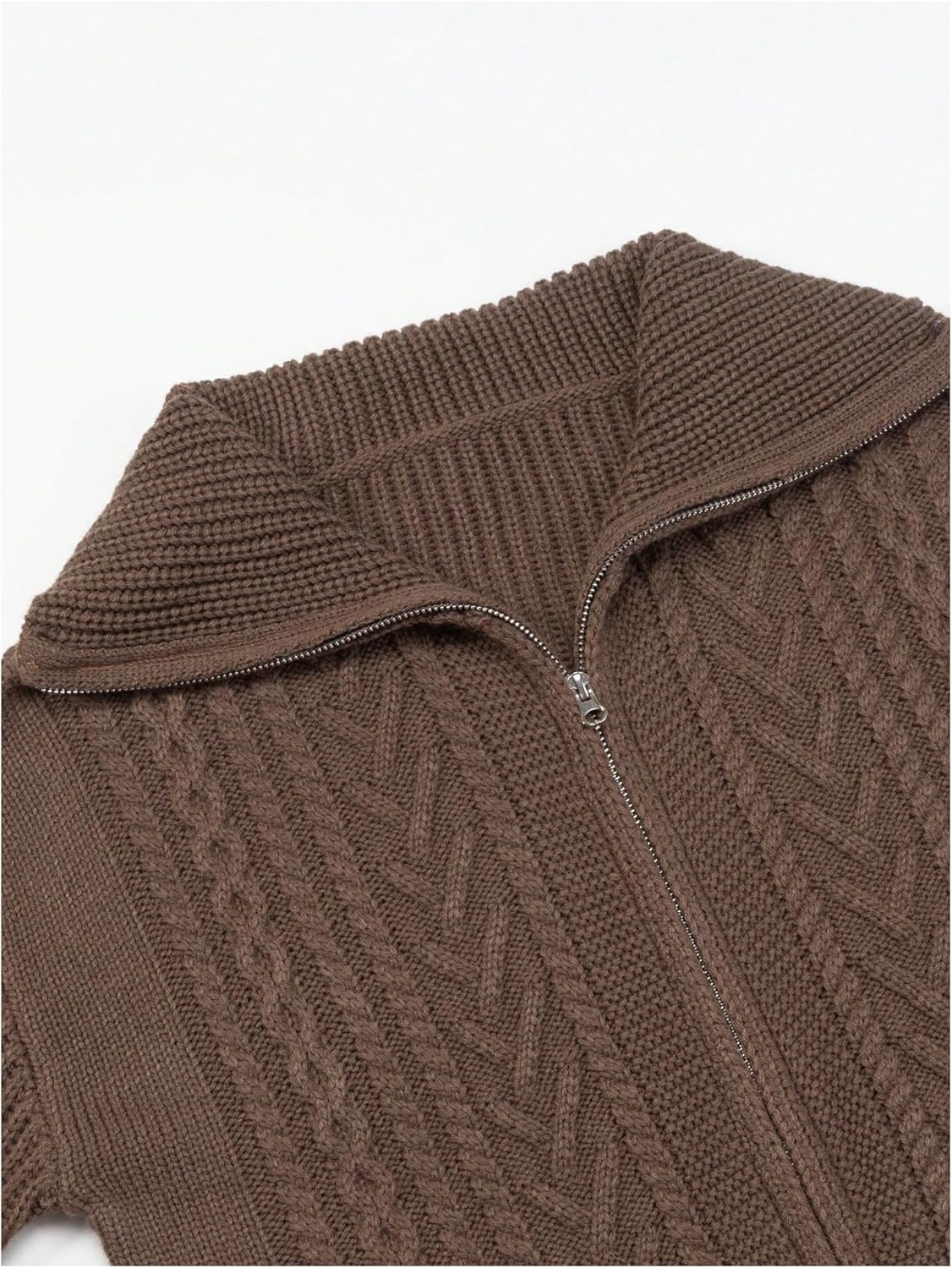 SOLY HUX Women's Zip Up Cardigan Cable Knit Long Sleeve Fall Winter Sweater Coats - Image 3