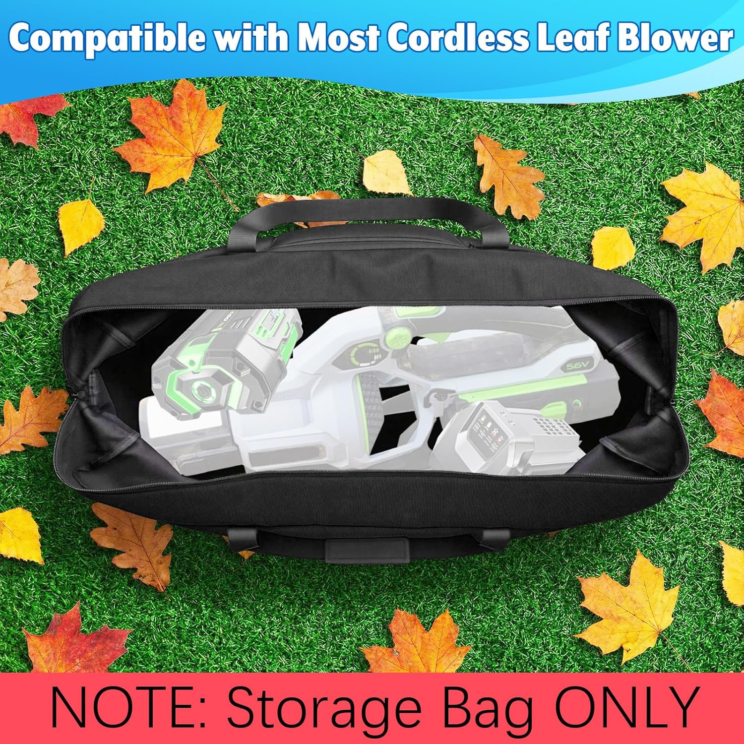 Cordless Leaf Blower Storage Bag Electric Leaf Blower Carry Bag Powered Handheld Blowers Carrying Case Heavy Duty Storage Tote for Cordless Blowers, Case Only
