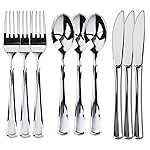 Prestee 600 Piece Plastic Silverware Set - 200 Silver Plastic Forks, Spoons and Knives - Heavy-Duty Utensils - Reusable and Disposable Cutlery Set for Weddings, Thanksgiving, and Christmas Parties
