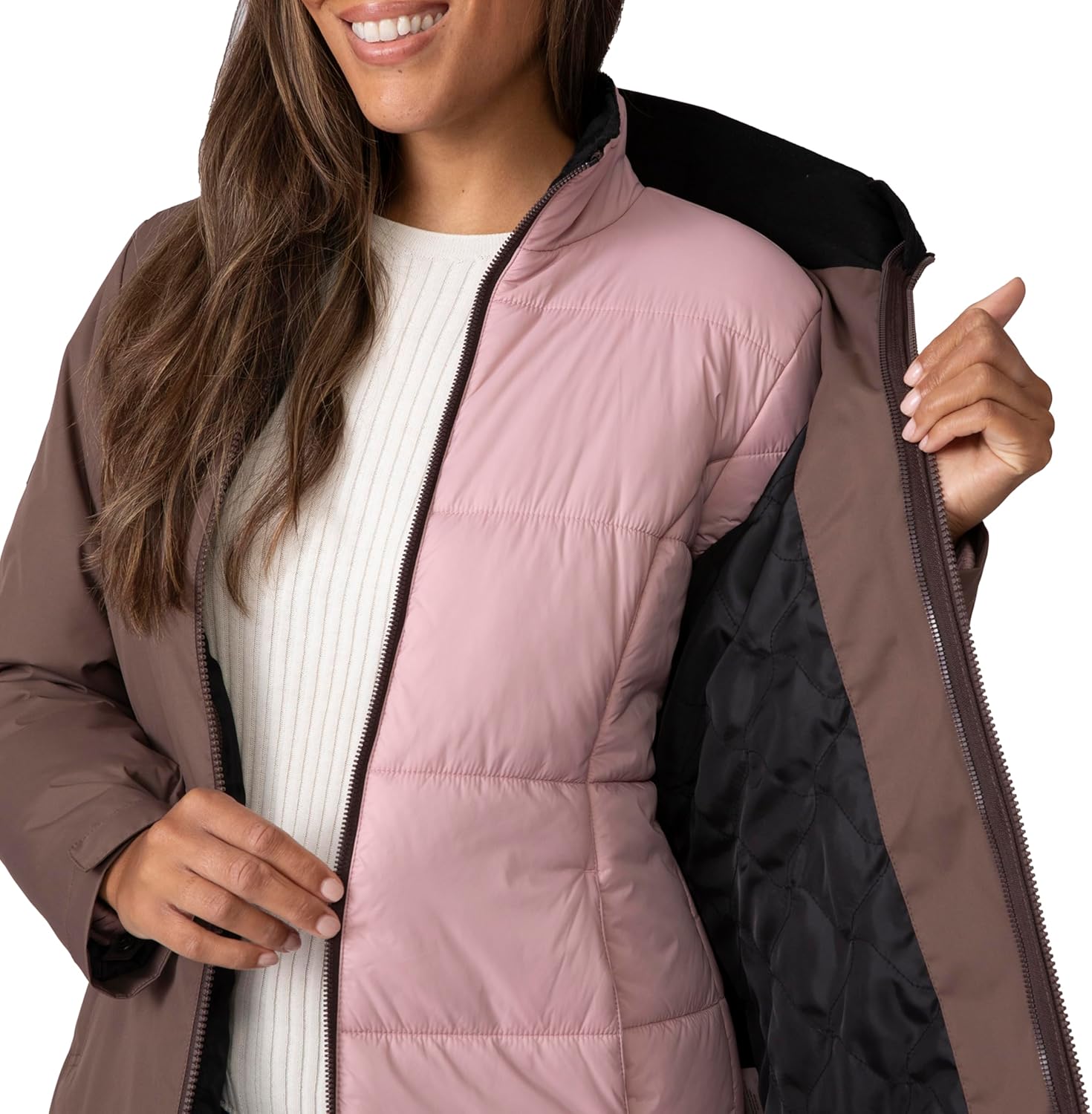 Free Country Women's 3 in 1 Ski Winter Jacket Water & Wind Resistant Warm Insulated Lined Hooded Coat for Hiking Ski-BOB