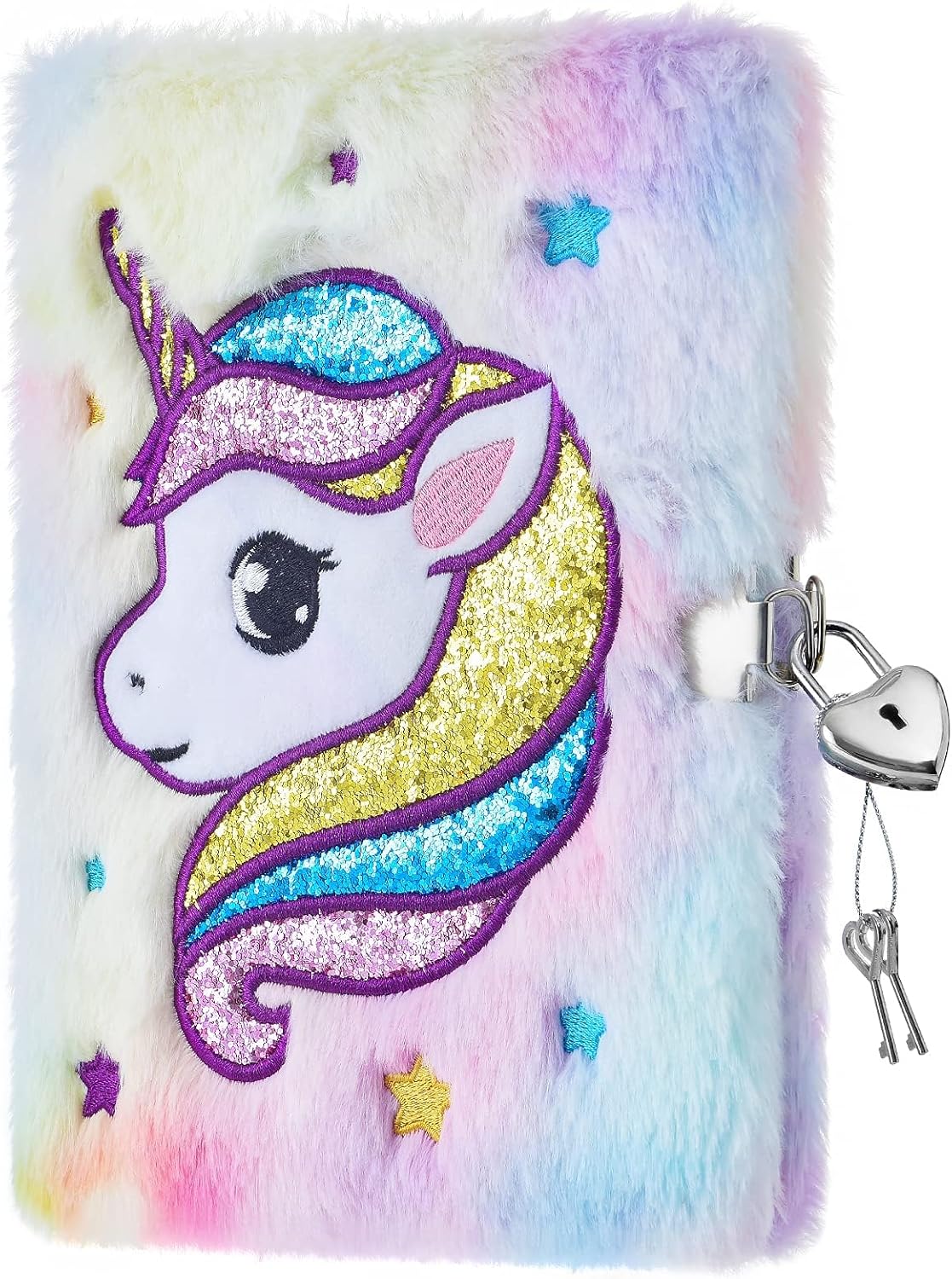 WERNNSAI Unicorn Diary for Girls with Lock, Unicorn Gift for 6 7 8 9 10-12 Years Old Girls, Kids Secret Diary Journal Notebook, Writing Plush Journal Christmas Birthday Gift for Girls Kids