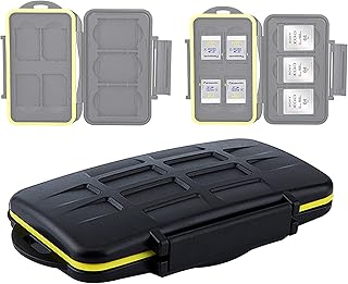 JJC MC-XQDSD7 Ruggard SD Card Case, Shockproof XQD Case, Water-Resistant XQD Case Case, Rubber Sealed Ergonomic Locking Easy Carrying Memory Card Case fits 4 SD Cards 3 XQD Cards