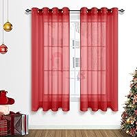 Vista 33 de Cortinas traslúcidas terracota de 84 pulgadas de largo para sala de estar y dormitorio, con ojales, estilo bohemio, aireadas, transparentes, de lino