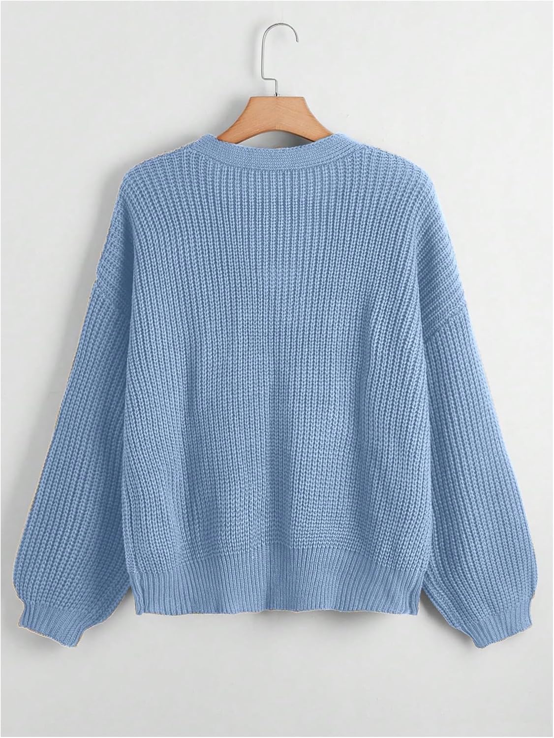 SHENHE Women's Plus Size Button Down Cardigan V Neck Lantern Sleeve Chunky Knit Fall Sweater Cardigan - Image 3