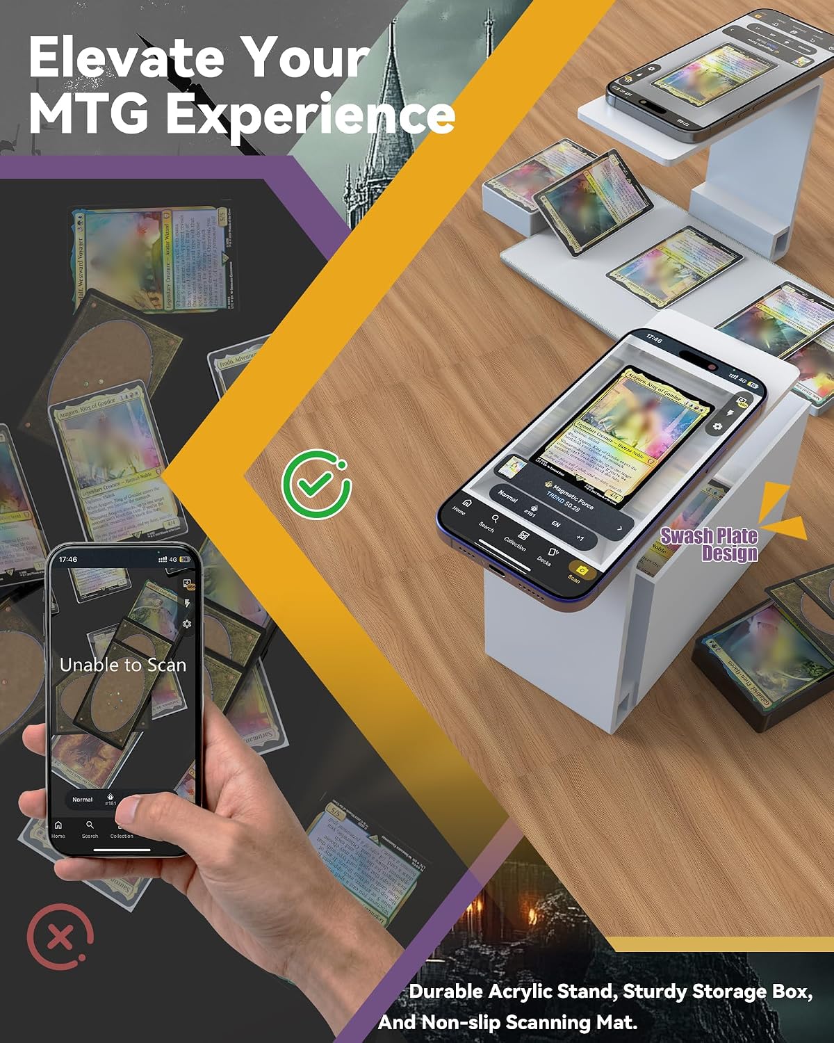 Card Scanner Stand for Trading Cards, MTG & TCG Card Scanner Stand for Fast Scan and Price Check Sleeved and Unsleeved Collectible Cards, Compatible with ManaBox Phone Holder (5.8")