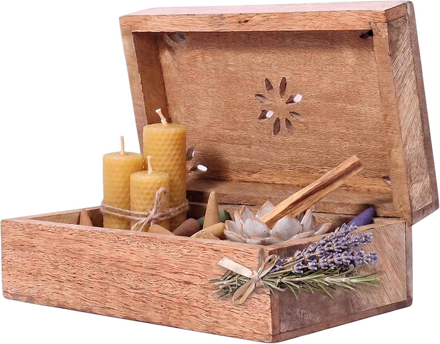 Mela Artisans Serena Mango Wood Storage Box - Light Burnt, 7.5 in