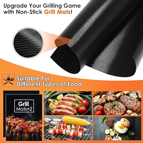 Miniatura 5 de Yoehka Juego de 34 accesorios de parrilla para barbacoa, herramientas de parrilla resistentes para acampar al aire libre, regalos para hombres y