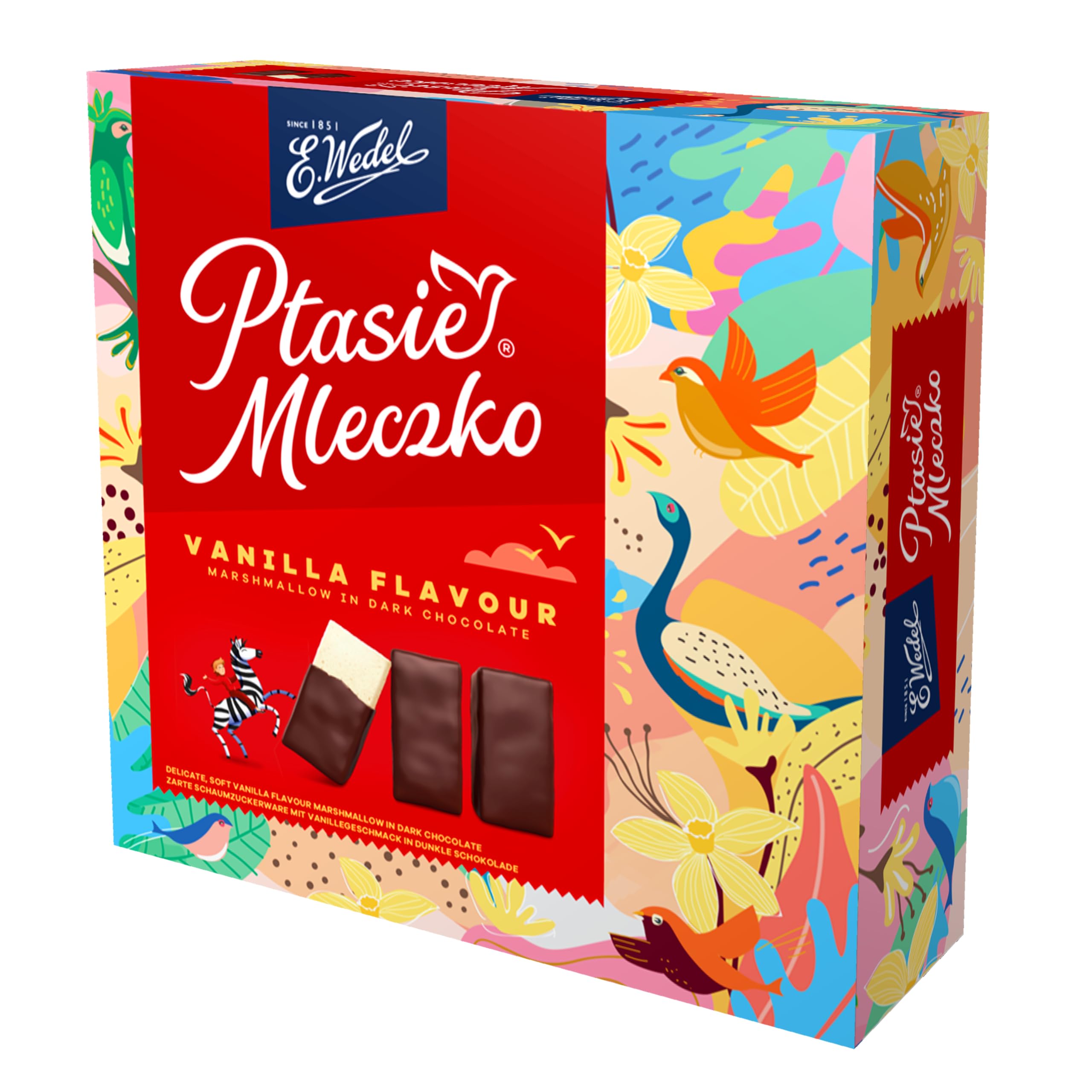 E.Wedel Ptasie Mleczko Vanilla Flavours Marshmallow in Dark Chocolate 340g - Make Vanilla Ice Cream out of Ptasie Mleczko Dark Chocolates Gift Box
