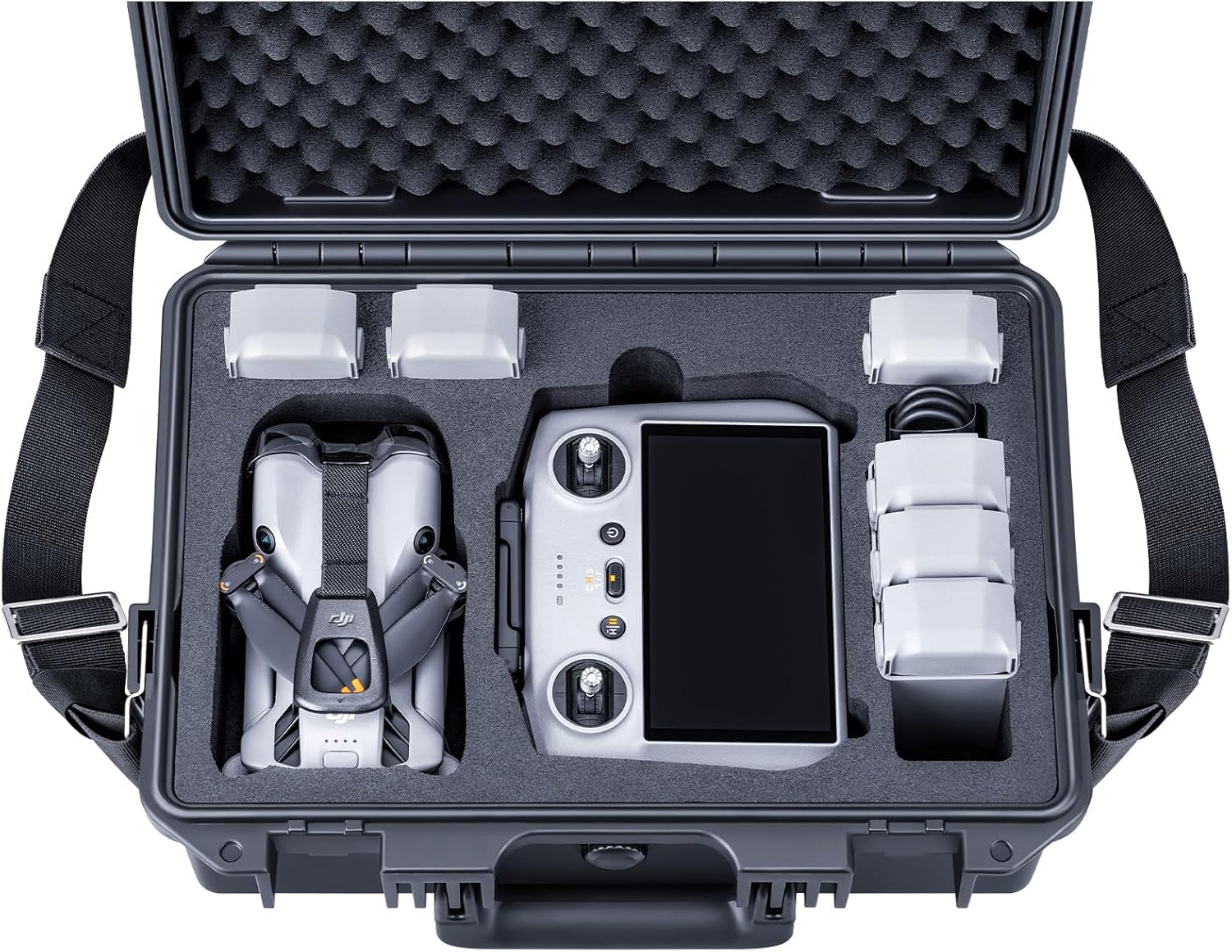 Lykus Titan MM510 Waterproof Hard Case for DJI Mini 5 Pro and RC2/RC-N3, Shoulder Strap Included, Support 7 batteries [CASE ONLY]