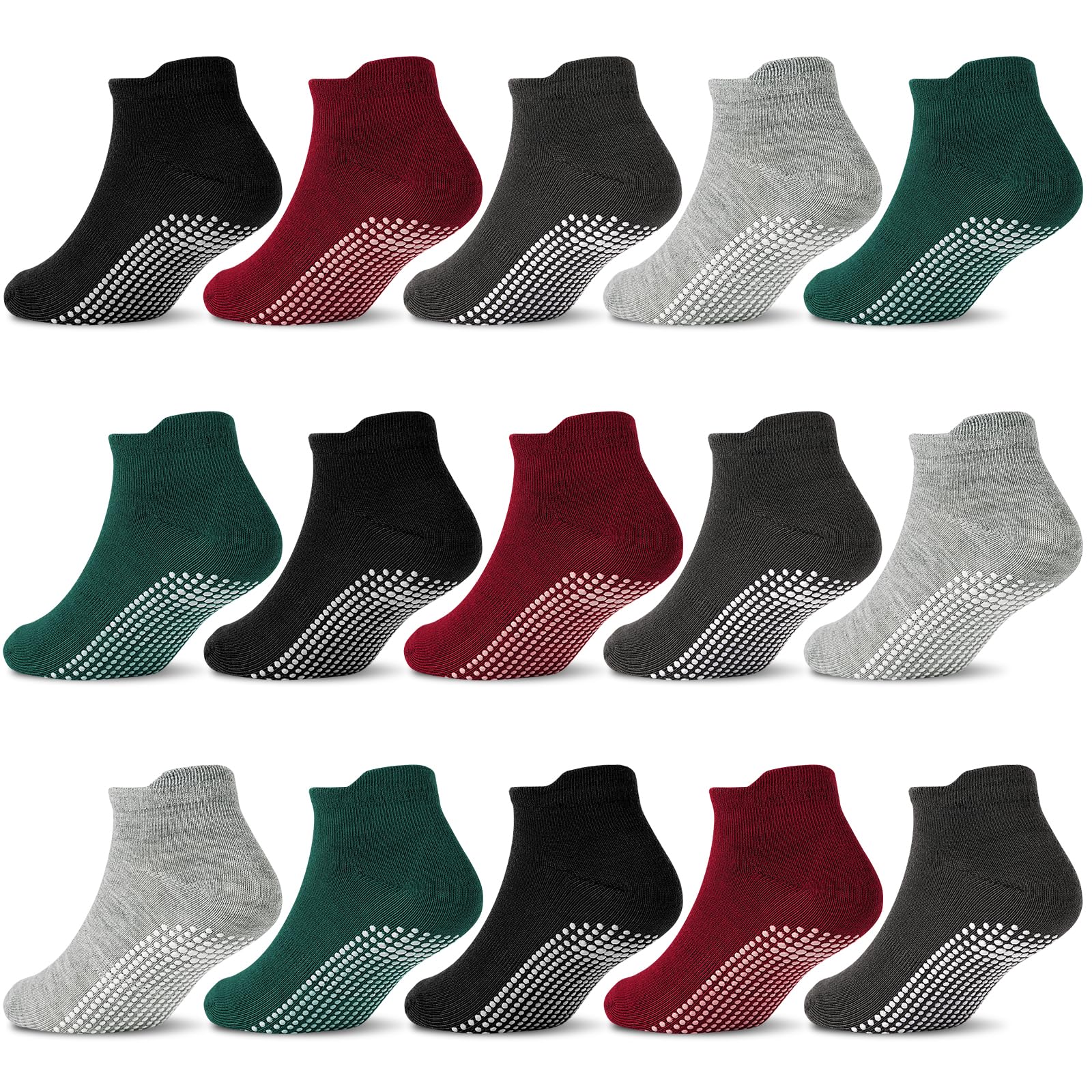 GRPSKCOS Non Slip Toddler Socks 15 Pairs Toddler Grip Anti Skid Low Cut Socks for 1-7 Years Boys Girls